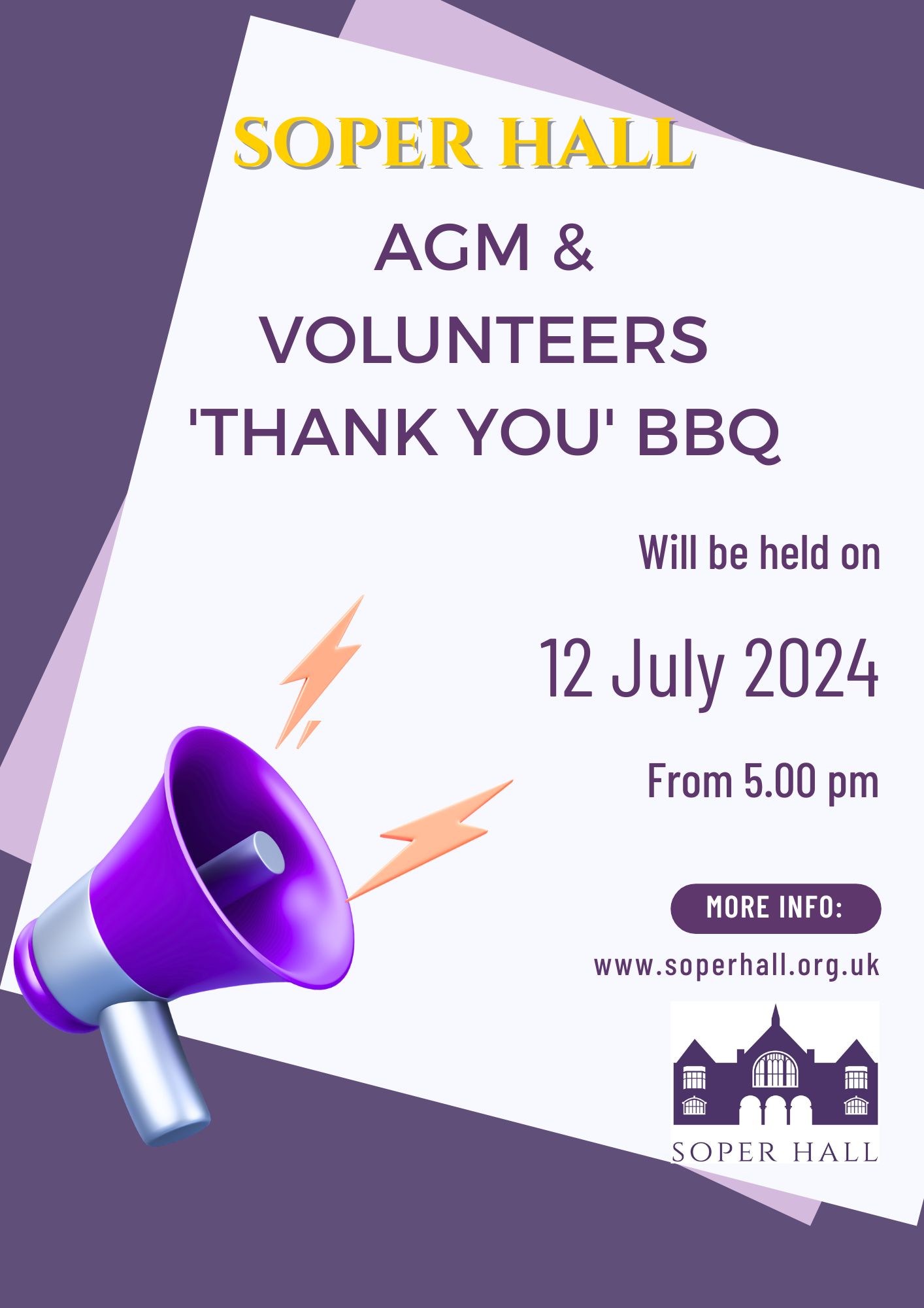 Thank You Barbecue followed by Soper Hall Annual General Meeting